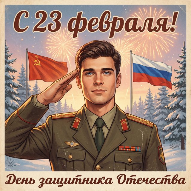 Открытка на 23-е февраля
