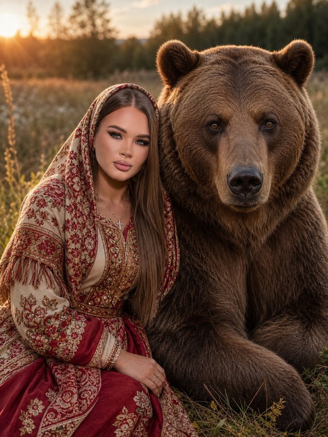 Русская девушка с медведем