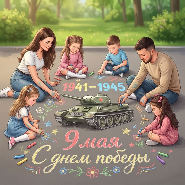 Открытка к 9 мая семейная