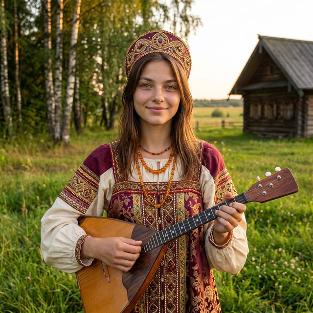 Русская девушка с балалайкой