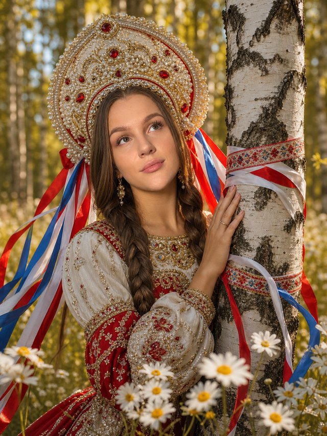 Русская сказка у берёзы